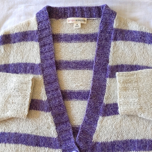 NWOT Woman's Knit cardigan sweater with stripes and sparkling. - Picture 3 of 5